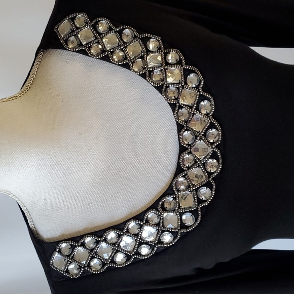 Soprano Little Black Mini Dress with Jewel Embellished Neckline Size M/L - Picture 2 of 6